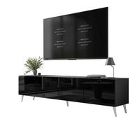 TV-ELEMENT AURA 200 Schwarz Hochglanz – Beinfarbe: Chrom - Schwarz, Holzwerkstoff (200/49/40cm) - Lookway