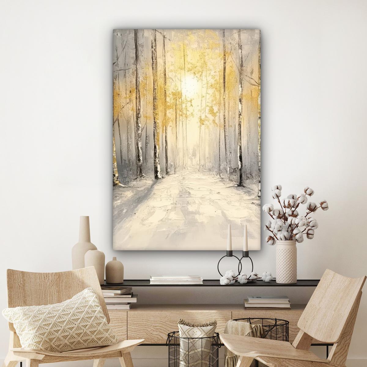 LEINWANDBILD Winter - Abstrakt - Schnee - Natur - Sonne Deko XXL 80x120 cm - Grau, Textil (80/120cm) - MuchoWow