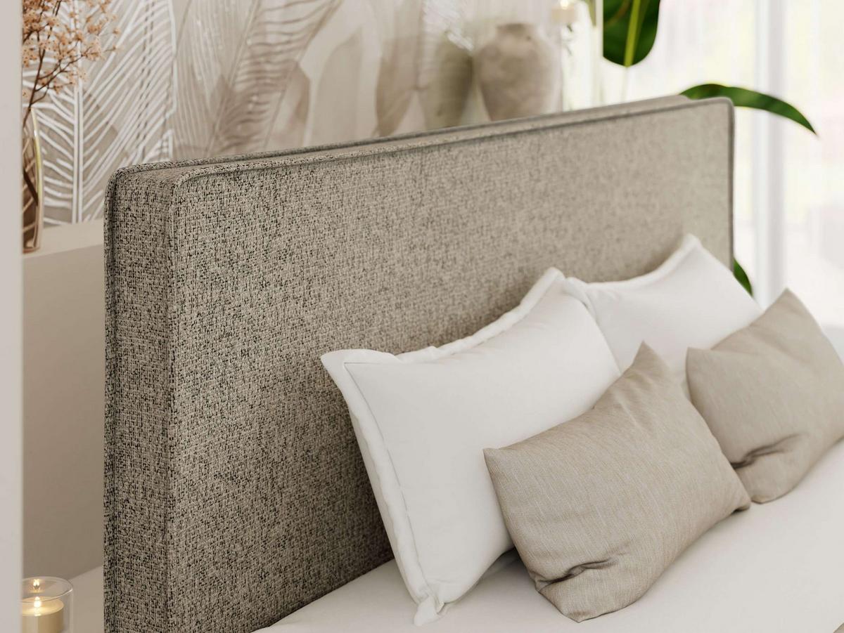 POLSTERBETT LUMARO CLASSIC 200/200 - Taupe Stukture - Matratze Multipocket - Taupe/Kernbuche, Holz/Textil (200/200cm) - MKS