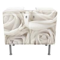 WASCHBECKENUNTERSCHRANK Weiße Rosen 60/55/35 cm - Beige, Holzwerkstoff (60/55/35cm) - Bilderwelten