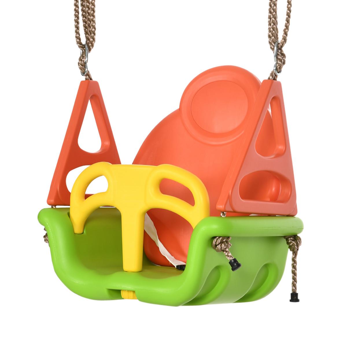 3-IN-1 Babyschaukel, Kinderschaukel mit verstellbarem Seil, Schaukelsitz, Grün - Multicolor, Kunststoff (34/48cm) - Outsunny
