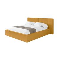 POLSTERBETT mit Bettkasten und Lattenrost, Bett mit Matratze H3/H4 - RIVO 140x200 Senfgelb - Gelb, Holzwerkstoff/Textil (140/200cm) - ALTDECOR