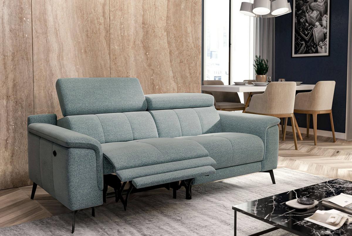 RELAXSOFA FIERO 3-Sitzer mit 1 Relaxfunktion, mintgrün - Schwarz/Mintgrün, Holzwerkstoff/Textil (212/82/103cm) - Wozimo