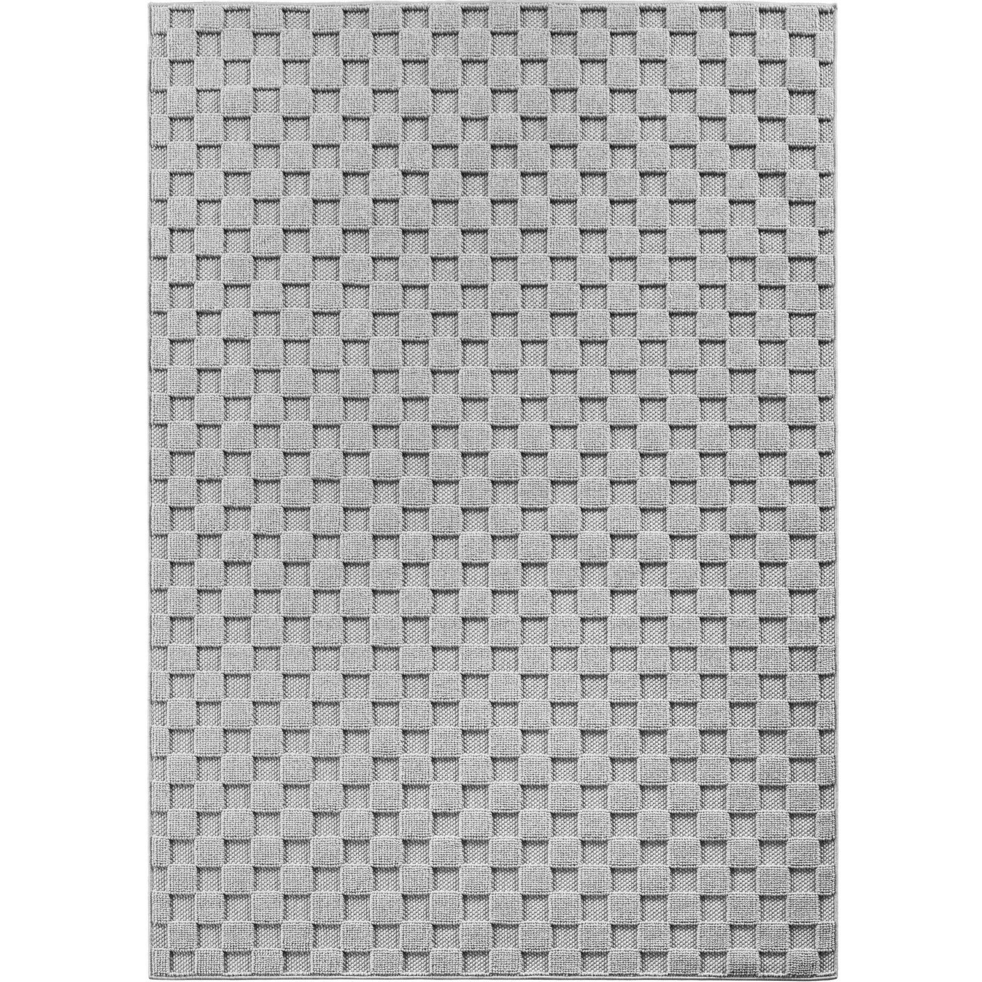 TEPPICH Flachgewebe LANGAU in Silber, mit Schachbrettmuster, 160 x 230 cm - Silberfarben, Textil (160/230cm) - KADIMA DESIGN