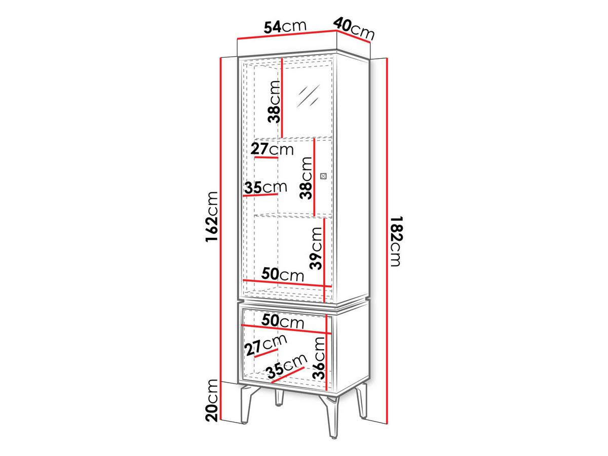 VITRINE Ella 54 - Schwarz/Braun, Holzwerkstoff/Metall (54/182/40cm) - MIRJAN24