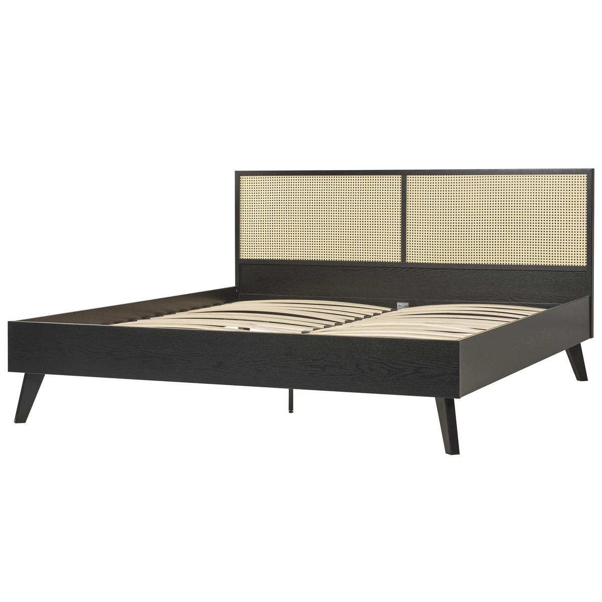 BETT 180/200cm Schwarz Monpazier - Schwarz, Naturmaterialien (180/200cm) - Beliani