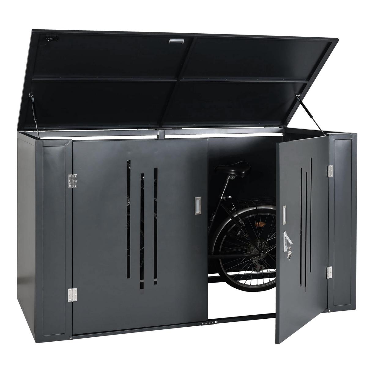2ER-FAHRRADGARAGE Anthrazit - Anthrazit, Metall (202/121/100cm) - MCW