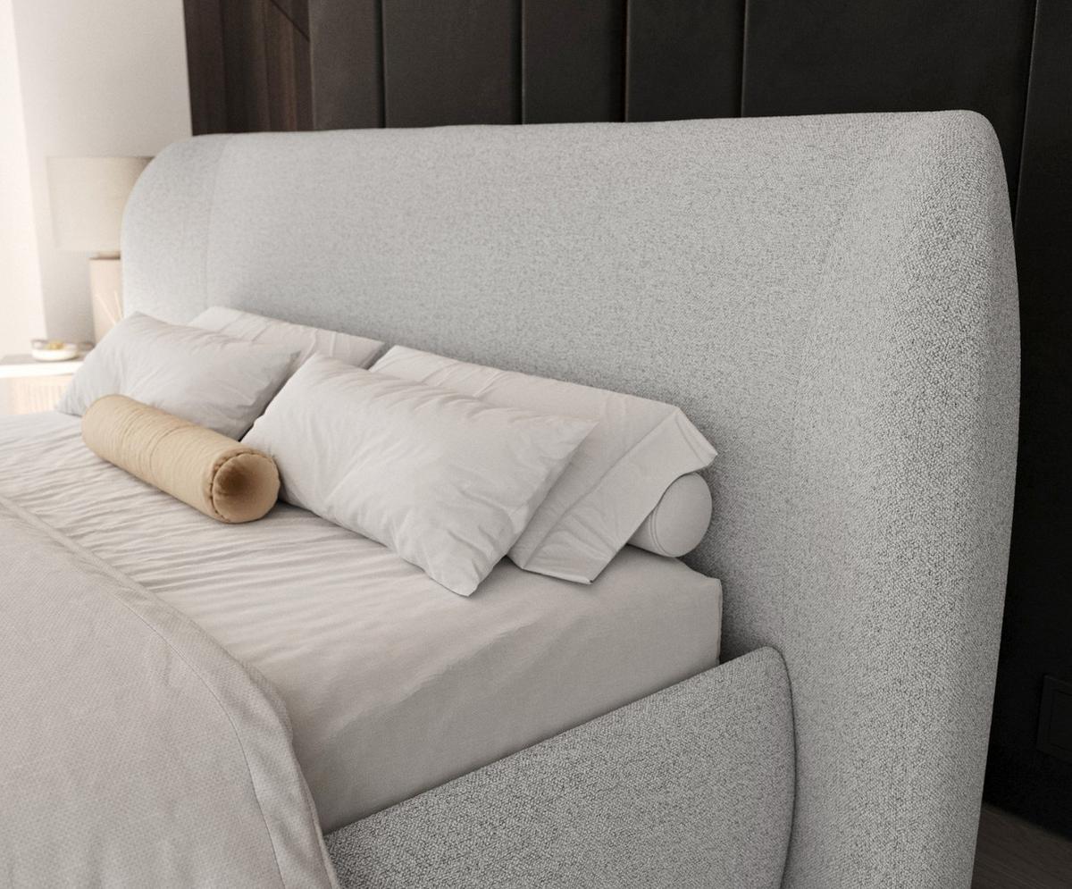 POLSTERBETT Bellano mit Stauraum 200/200 cm Hellgrau im Riva Stoff - Hellgrau/Schwarz, Holz/Holzwerkstoff (200/200cm) - AltaBeds