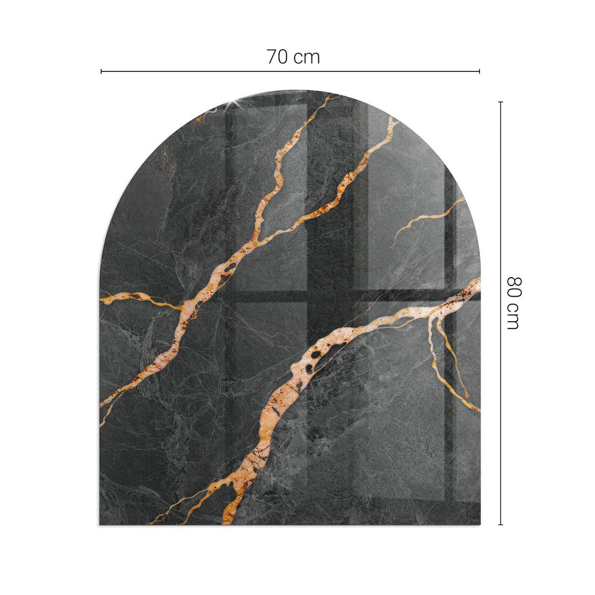 GLASPLATTE für Kamin 80x70 cm - Schwarz, Glas (80/70/0.4cm) - TULUP