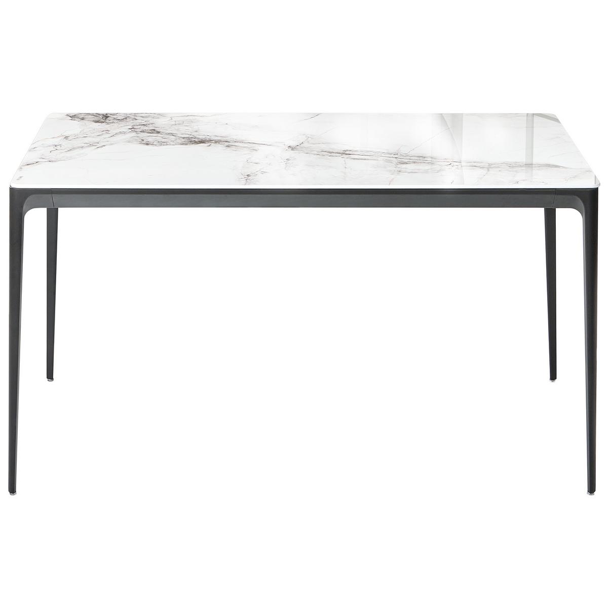 ESSTISCH Weißer Marmor 140/80 cm Glas Jollein - Weiß, Glas (140/80/73cm) - Beliani
