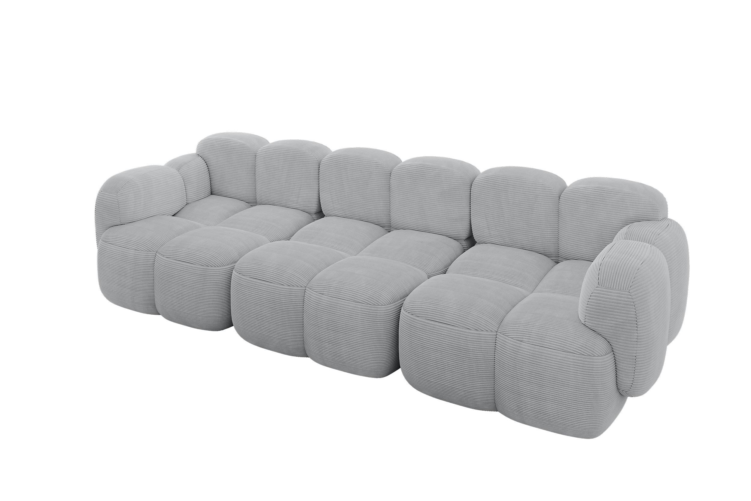 3-SITZER modulares Sofa Miko-S2 300x118x75 cm Grau Cord - Anthrazit/Schwarz, Holzwerkstoff/Kunststoff (300/75/118cm) - ALTDECOR