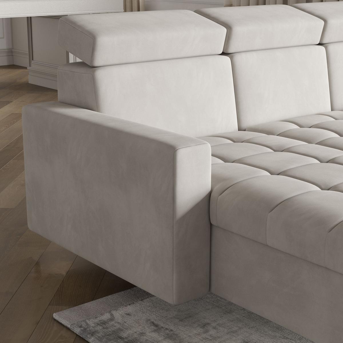 ECKSOFA KAME Gelb Plüsch-Stoff mit Schlaffunktion - Gelb/Schwarz, Holz/Textil (227/168cm) - MASSENO