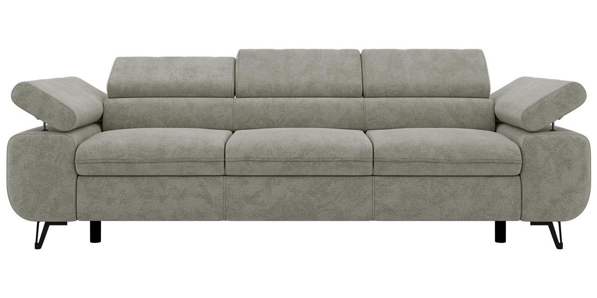 3-SITZER SOFA PETER - Hellgrau Stukture - Hellgrau/Schwarz, Textil/Metall (262/76/99cm) - MKS