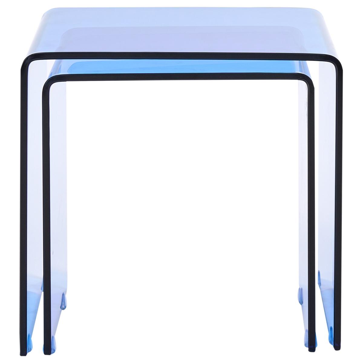 BEISTELLTISCH Blau Kendall - Blau, Glas (42/42/39cm) - Beliani
