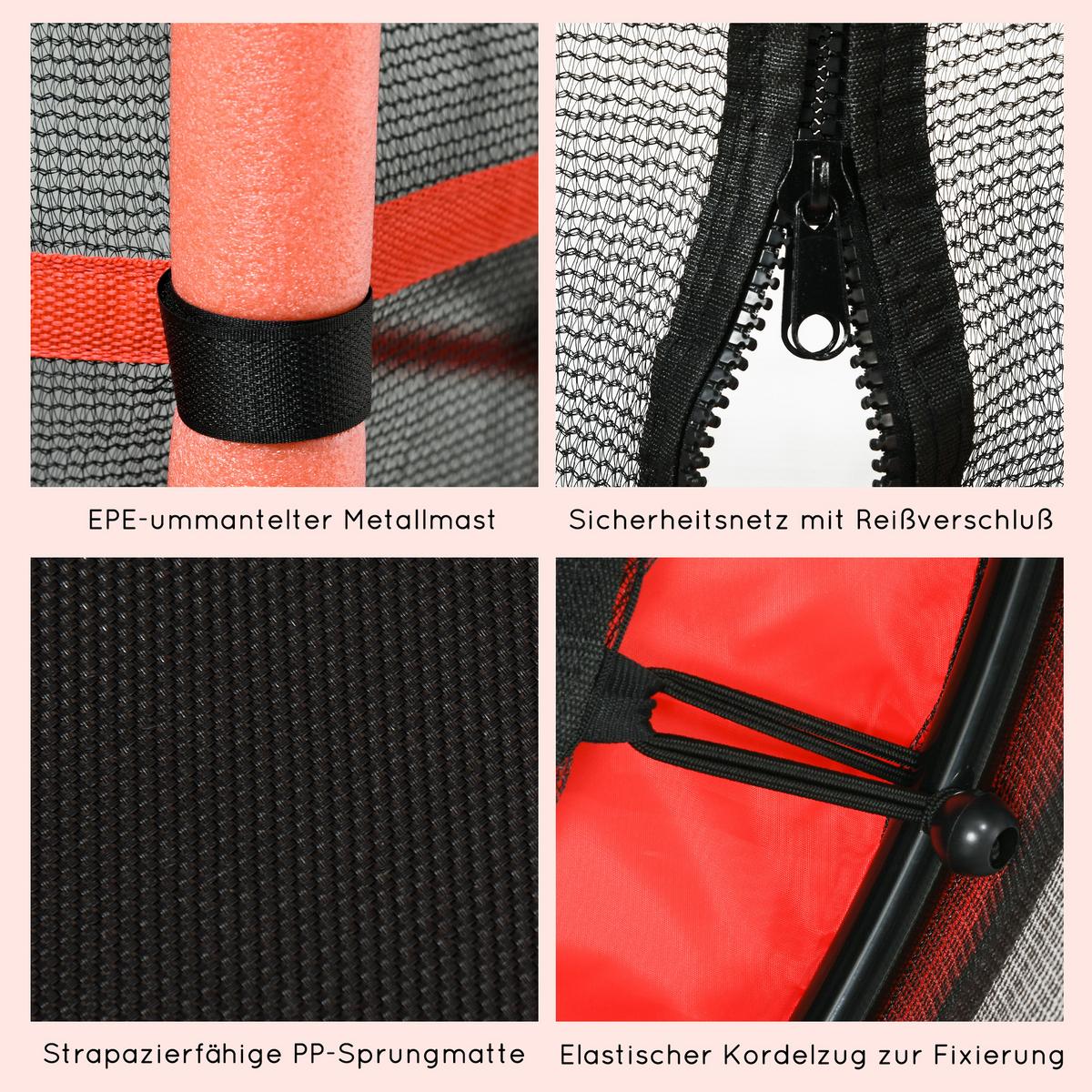KINDERTRAMPOLIN - Rot, Kunststoff/Metall (163/163cm) - HOMCOM