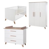 BABYZIMMER-SET Lennie 3-teilig - Eichefarben/Weiß, Eichenholz/Holz (76/82/142cm) - Roba
