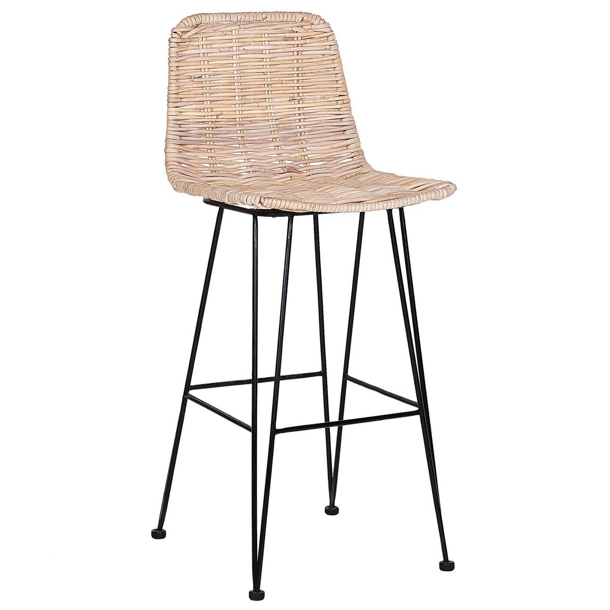 BARHOCKER 2er-Set Rattan Beige Cassita - Beige, Naturmaterialien/Metall (43/103/47cm) - Beliani