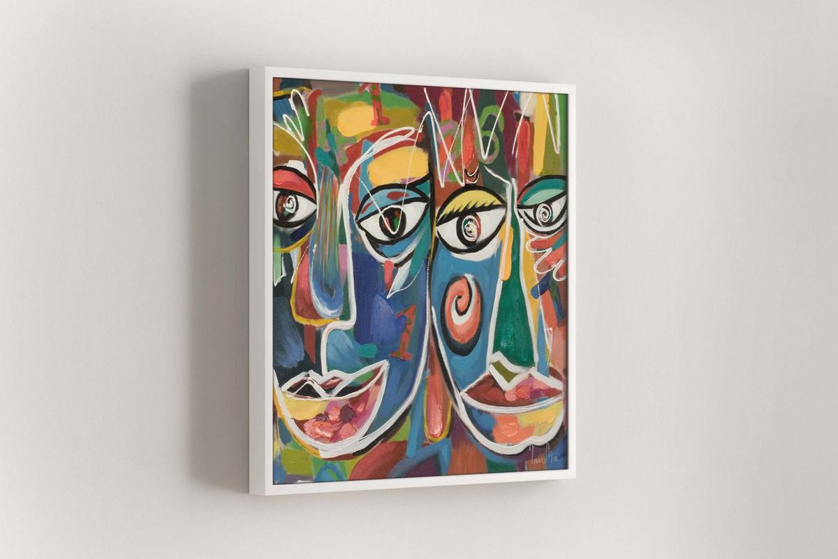 ACRYLBILD HANDGEMALT 60/60 cm - Weiß, Holz/Textil (60/60cm) - KUNSTLOFT