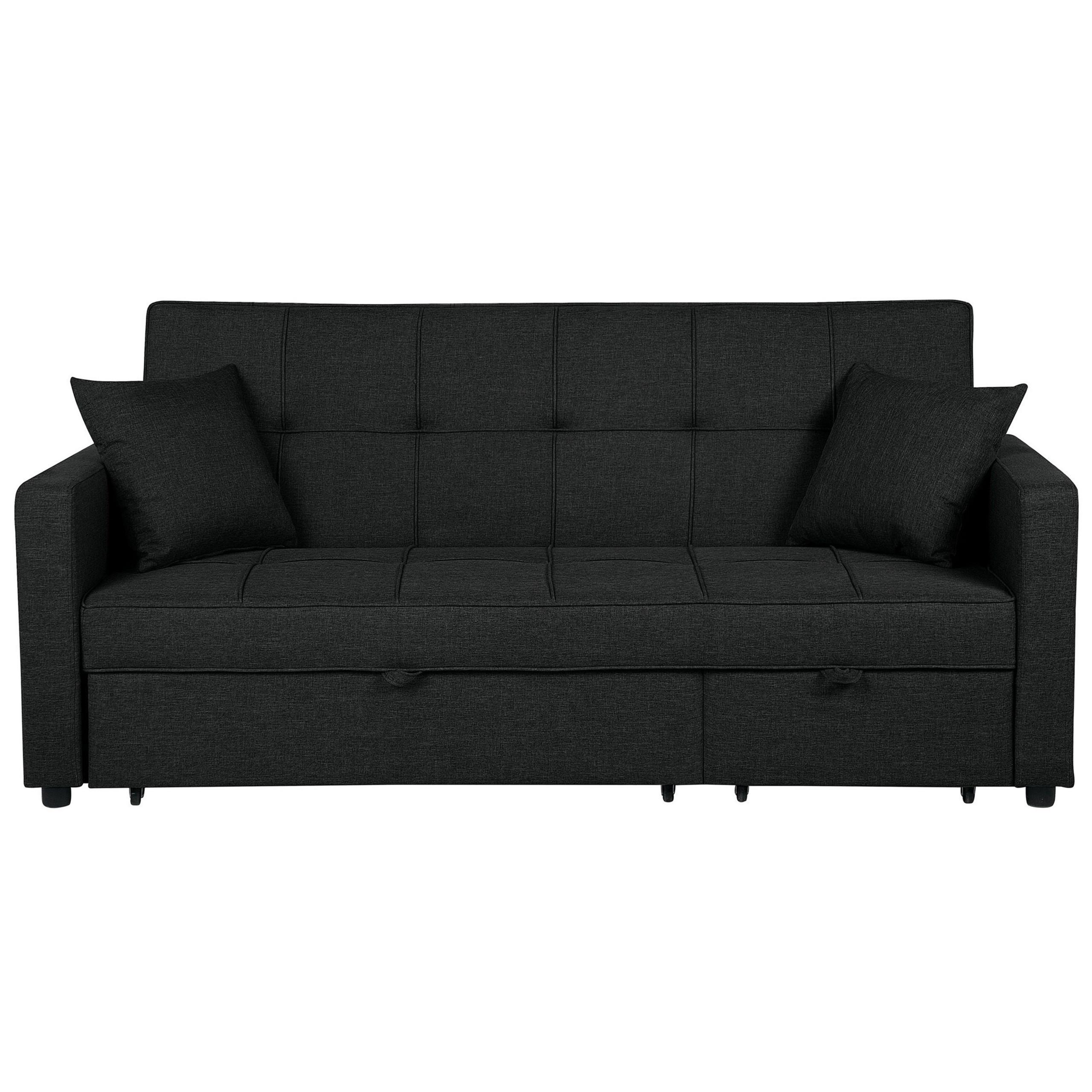 3-SITZER-SCHLAFSOFA Polyester Schwarz Glomma - Schwarz, Textil (207/95/87cm) - Beliani