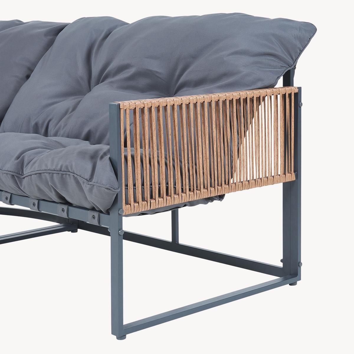GARTENMÖBEL-SET 4 TLG. Karg - Dunkelgrau/Eichefarben, Kunststoff/Metall - casa.pro
