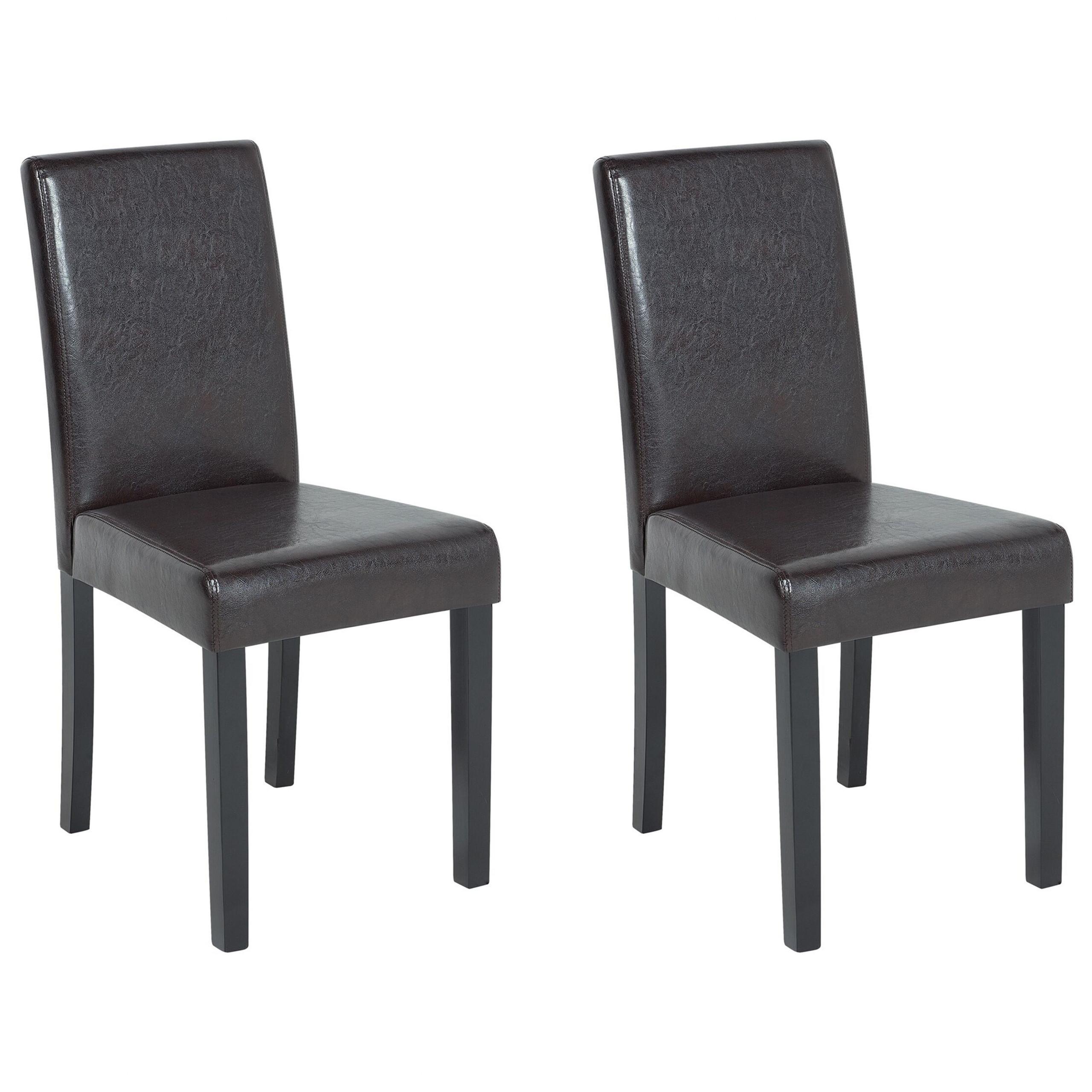 ESSZIMMERSTUHL 2er-Set Kunstleder Dulkelbraun Broadway - Braun, Holz/Textil (42/93/59cm) - Beliani
