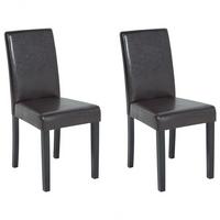 ESSZIMMERSTUHL 2er-Set Kunstleder Dulkelbraun Broadway - Braun, Holz/Textil (42/93/59cm) - Beliani
