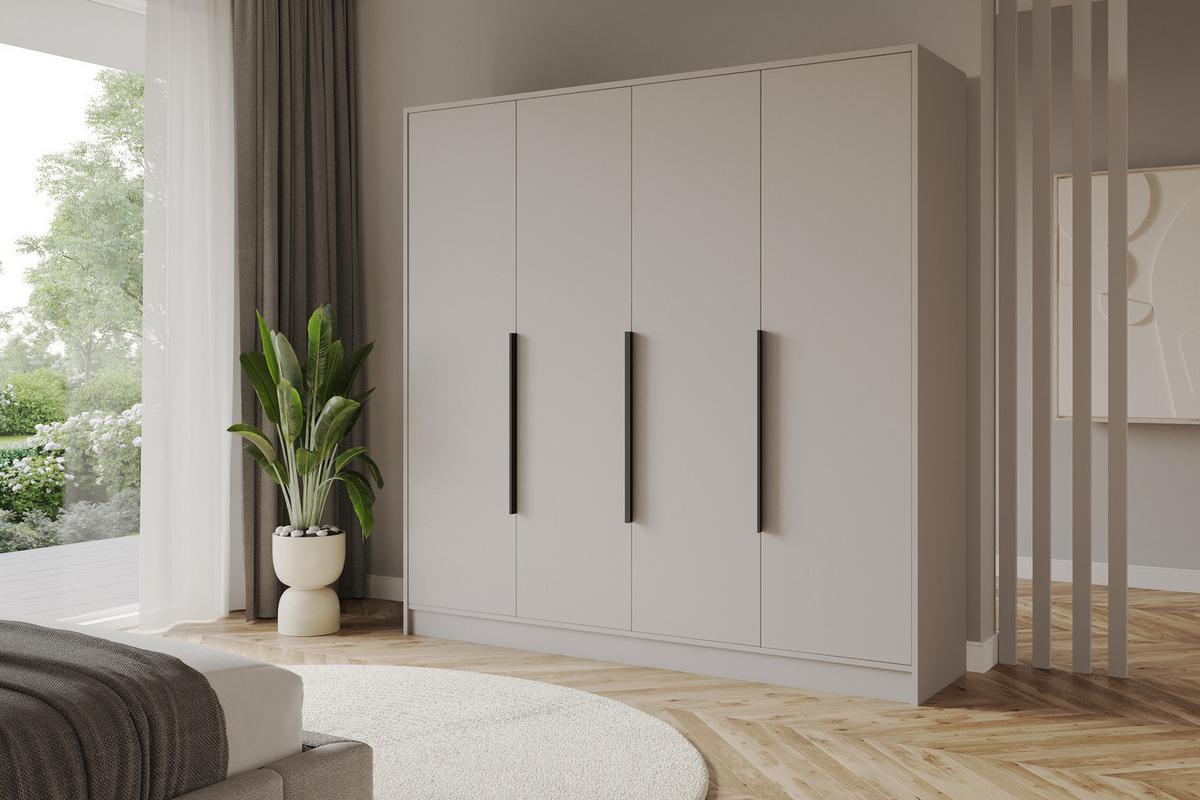 KLEIDERSCHRANK - PORTO - 200 - Kaschmir - Kaschmir/Schwarz, Holzwerkstoff (200/200/51cm) - ALTDECOR