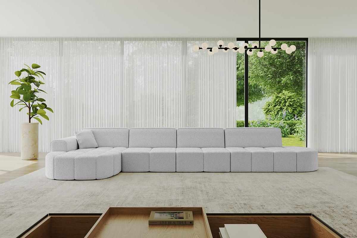 ECKSOFA Ottomane Links LIVO-L3 - 422x173x79,5 cm Hellgrau - Hellgrau, Holzwerkstoff/Textil (422/173cm) - ALTDECOR