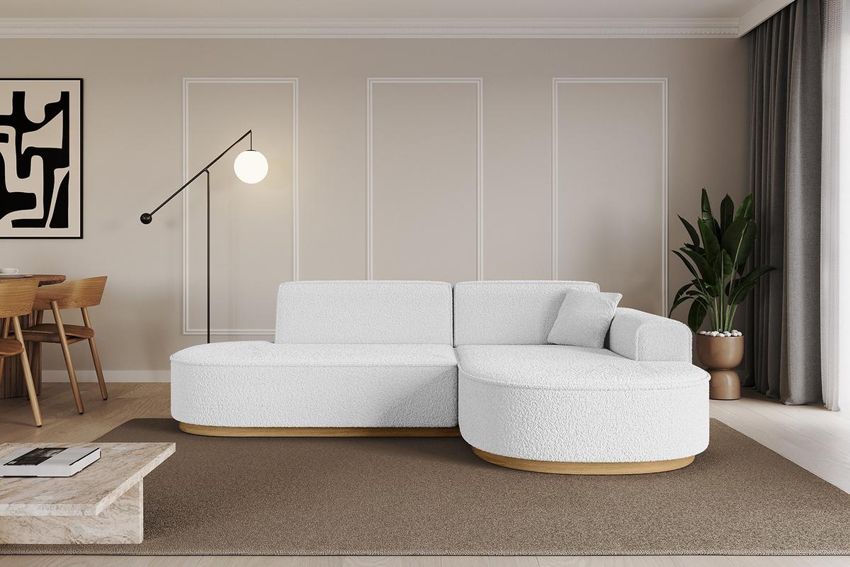 ECKSOFA Ottomane Rechts MARI-L1-v2 - 243x171x83 cm Weiß Bouclé - Weiß, Holzwerkstoff/Textil (171/243cm) - ALTDECOR