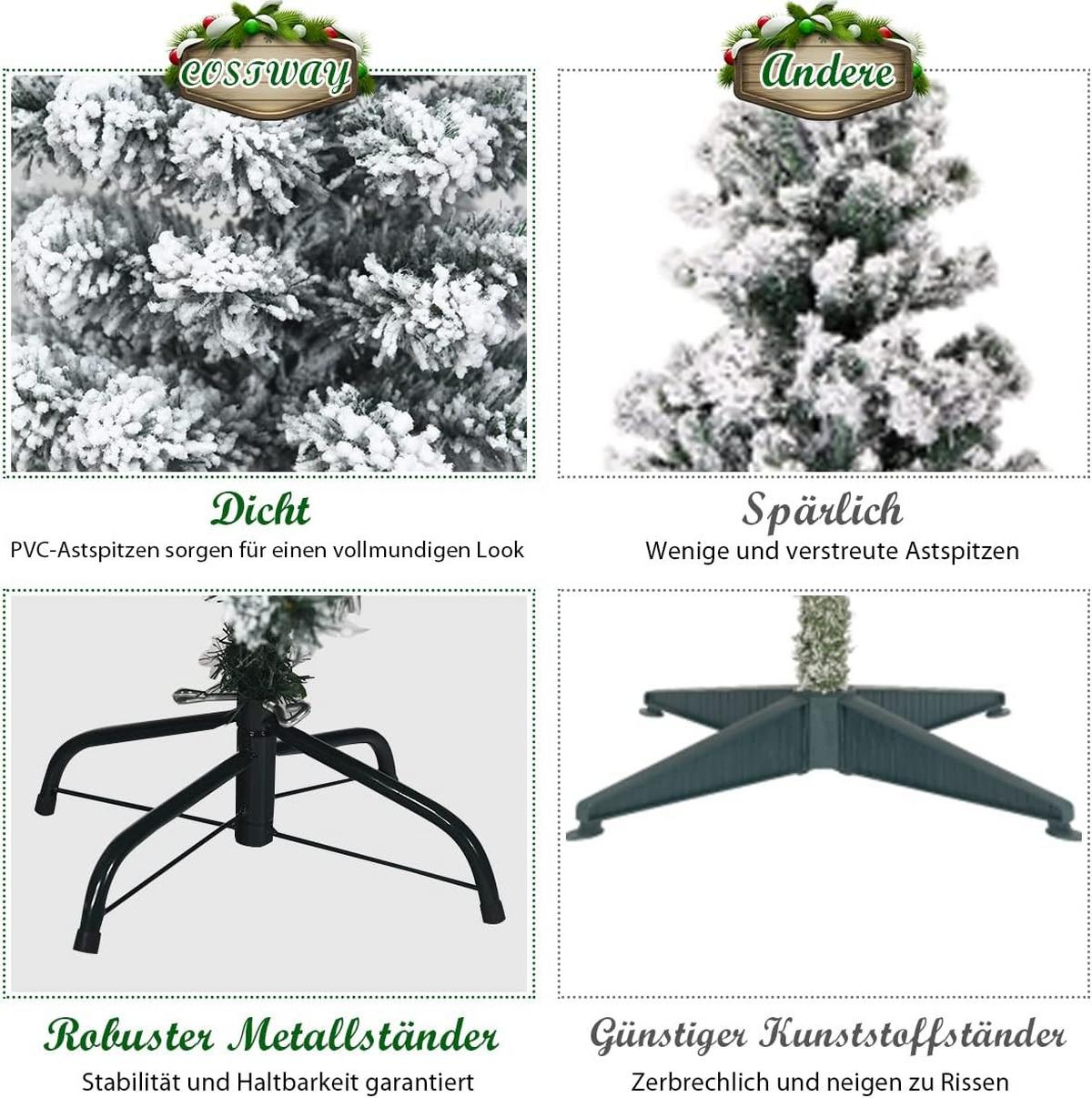 WEIHNACHTSBAUM Grün - Grün, Kunststoff (135cm) - COSTWAY