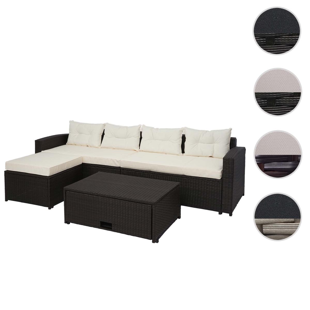 POLY-RATTAN GARNITUR Schwarz, Beige - Beige/Schwarz, Kunststoff - MCW
