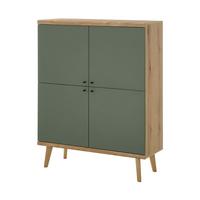 HIGHBOARD Salbei grün, Eiche Evoke, skandinavisch 107 cm, Kommode mit viel Stauraum - Salbeigrün/Eichefarben, Holz/Holzwerkstoff (107/134/40cm) - Furn.Design