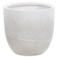 BLUMENTOPF cremeweiß rund 35/35/33 cm Ftero - Weiß, Naturmaterialien (33cm) - Beliani