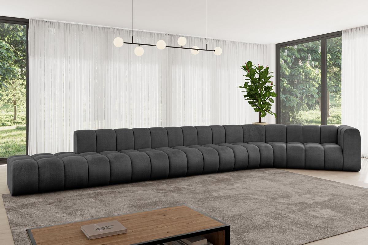 ECKSOFA modulares Sofa Tilmo-L3 - 581x194x70 cm Schwarz - Schwarz, Holzwerkstoff/Textil (581/194cm) - ALTDECOR
