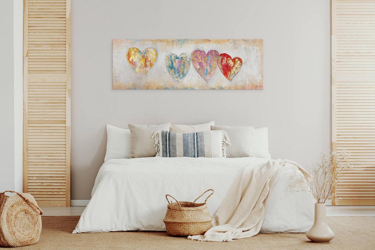 ÖLGEMÄLDE 150/50 cm - Türkis/Pink, Holz/Textil (150/50cm) - KUNSTLOFT