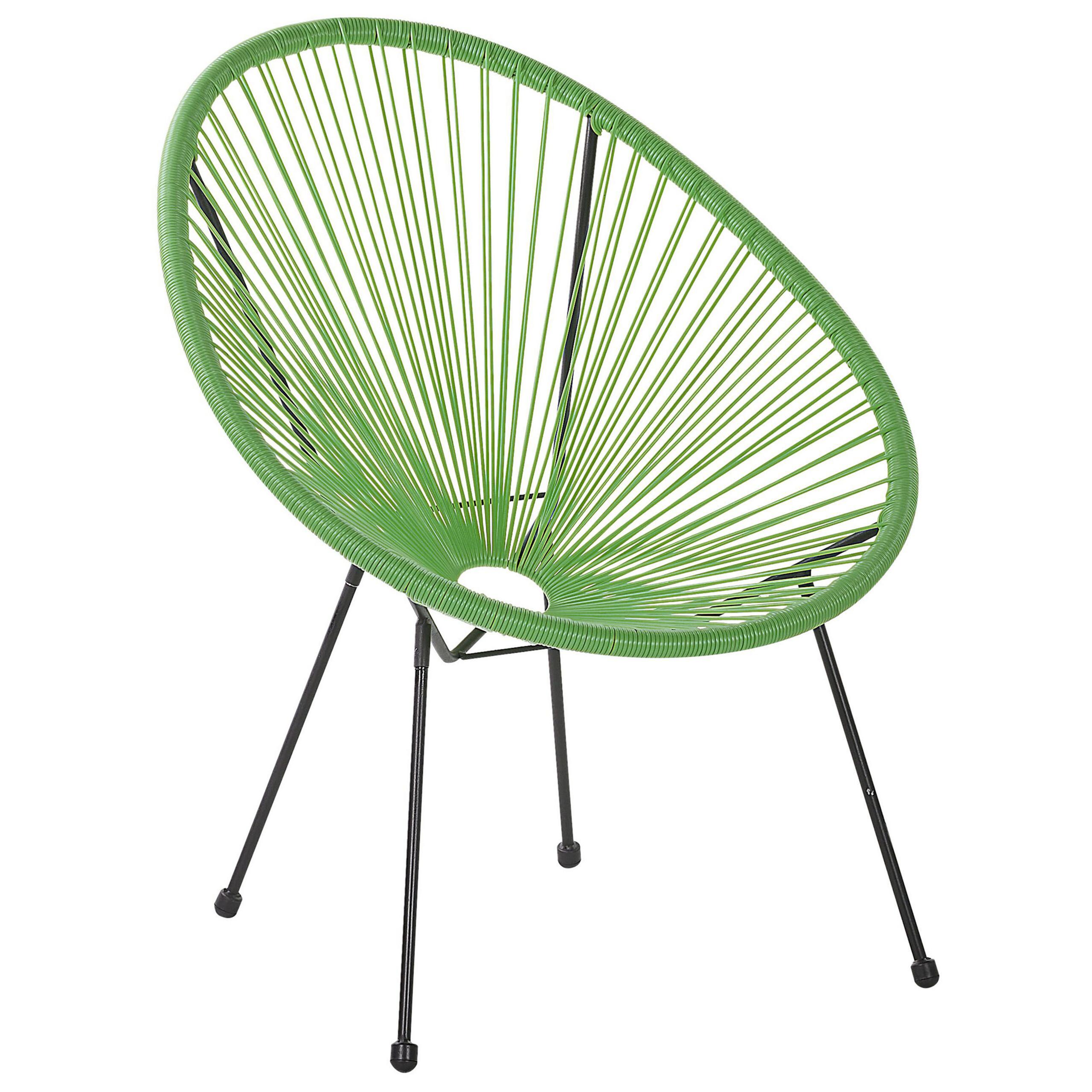 RATTANSTUHL Kunststoff grün 70 cm Acapulco II - Schwarz/Grün, Kunststoff (70/87/90cm) - Beliani