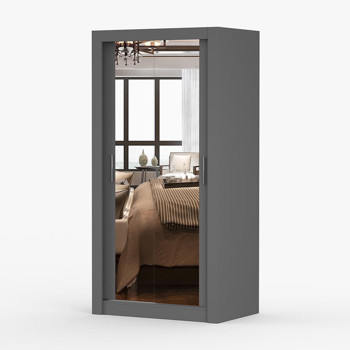 KLEIDERSCHRANK Milan 100 cm, 100/200/64, 2-türig, grau - Grau, Holzwerkstoff (100/200/64cm) - imoebel24
