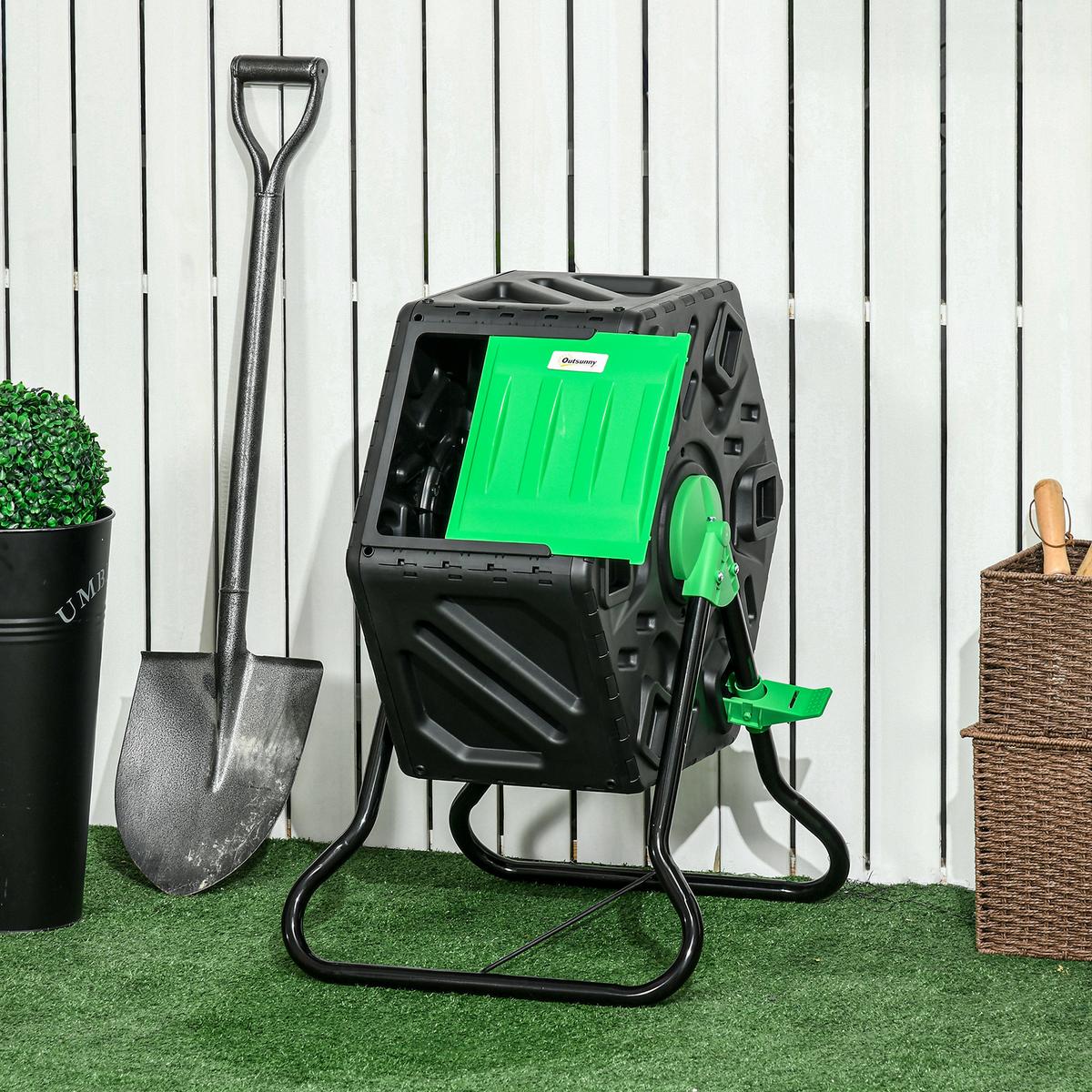 KOMPOSTER aus Kunststoff, 60 Liter - Schwarz, Metall (49/77/60cm) - Outsunny