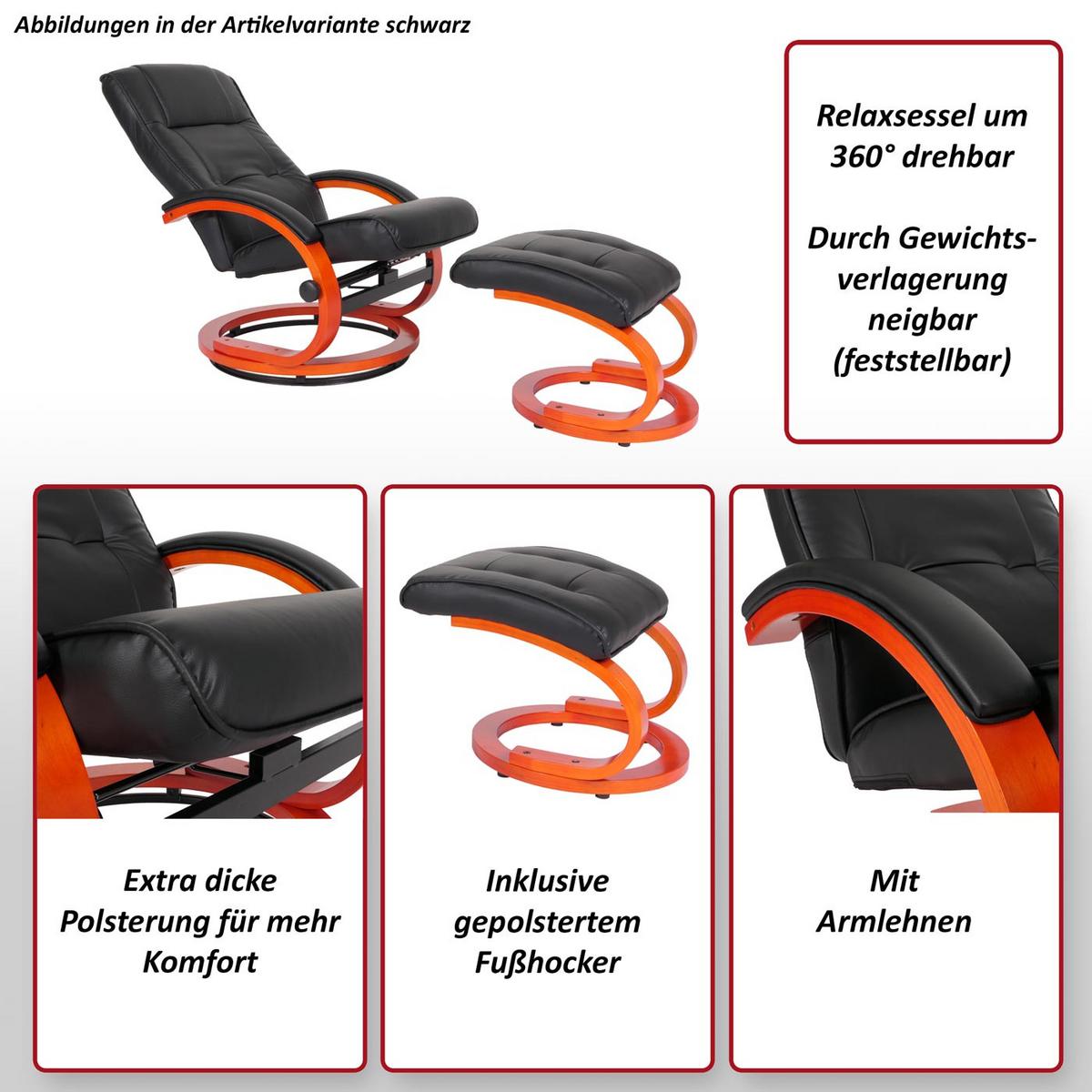 RELAXSESSEL MIT HOCKER Schwarz - Schwarz, Textil (66/104/89cm) - MCW