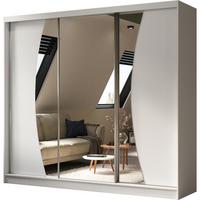 SCHWEBETÜRENSCHRANK Vox II 240/216/61 weiß mit Spiegel und Schubladen - Weiß, Holzwerkstoff (240/216/61cm) - Beautysofa