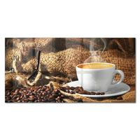 WANDUHR aus Glas 60x30 cm - Kaffeebohnen - Braun, Glas (60/30/0.4cm) - TULUP