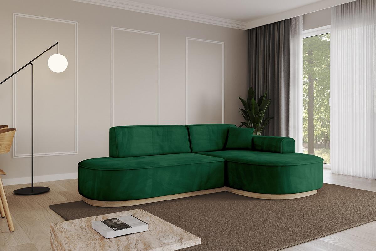 ECKSOFA Ottomane Rechts MARI-L1-v1 - 243x171x83 cm Dunkelgrün Velours - Dunkelgrün, Holzwerkstoff/Textil (171/243cm) - ALTDECOR