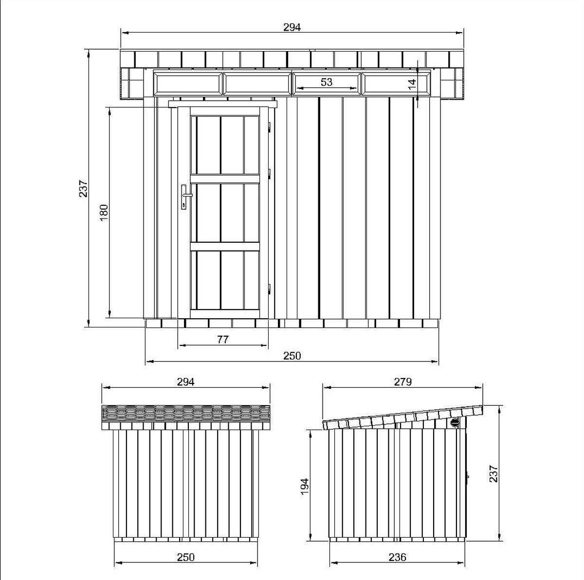 HOLZ-GARTENHAUS basis LP SmartSide 5,9m² mit B279xL293xH239 cm - M903 - CAVERN STEEL - Dunkelgrau, Holz (294/237/279cm) - Timbela