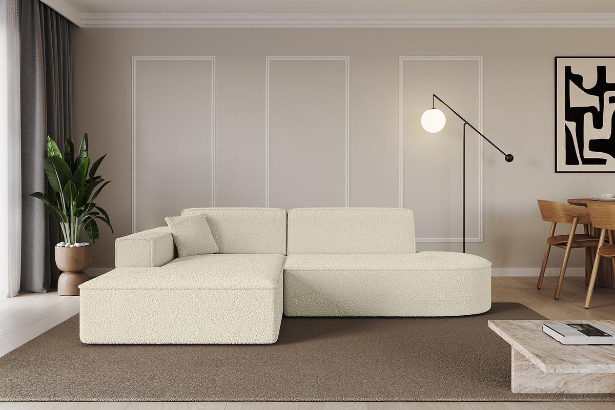ECKSOFA Ottomane Links IREA-L1-v4 - 232x165x77 cm Beige - Hellbraun/Creme, Holzwerkstoff/Textil (232/165cm) - ALTDECOR