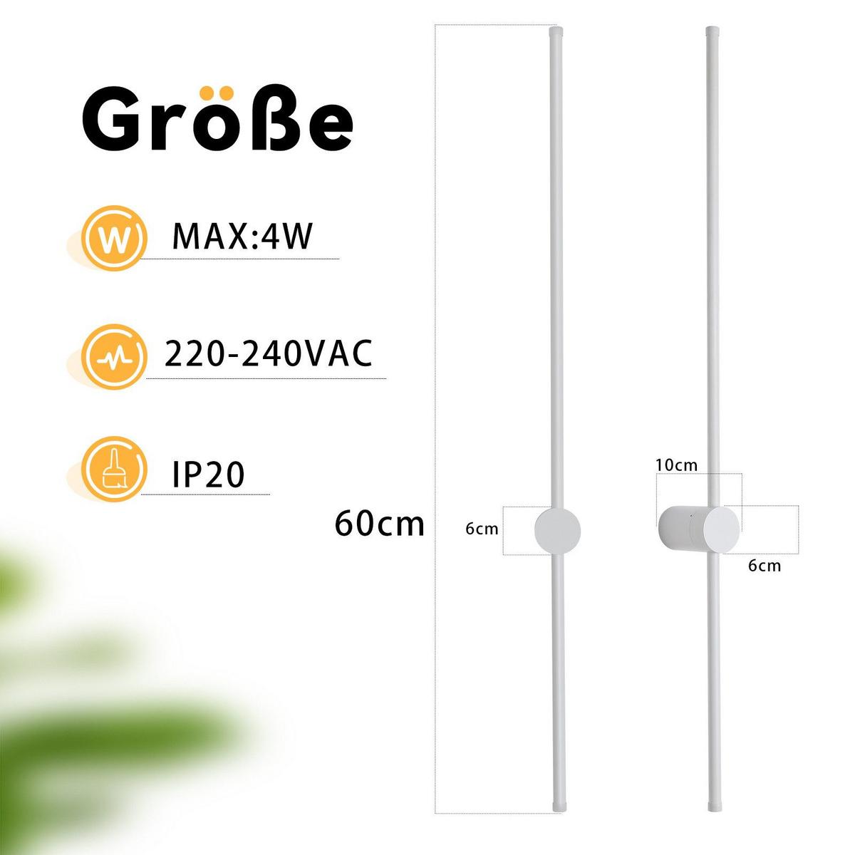 LED - WANDLEUCHTE Meerthion 10.0/6.0/60.0 cm - Weiß, Metall (10/6/60cm) - ZMH