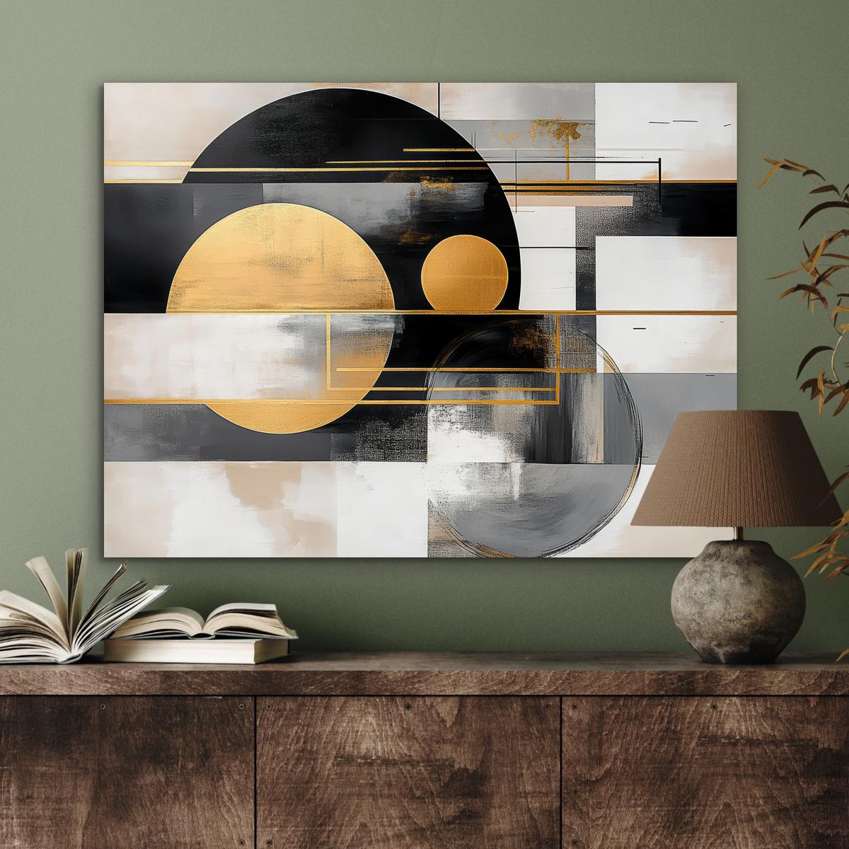 METALLBILD Abstrakt - Gold - Silber - Formen - Ästhetisch - Modern 80x60 cm - Goldfarben, Metall (80/60cm) - MuchoWow