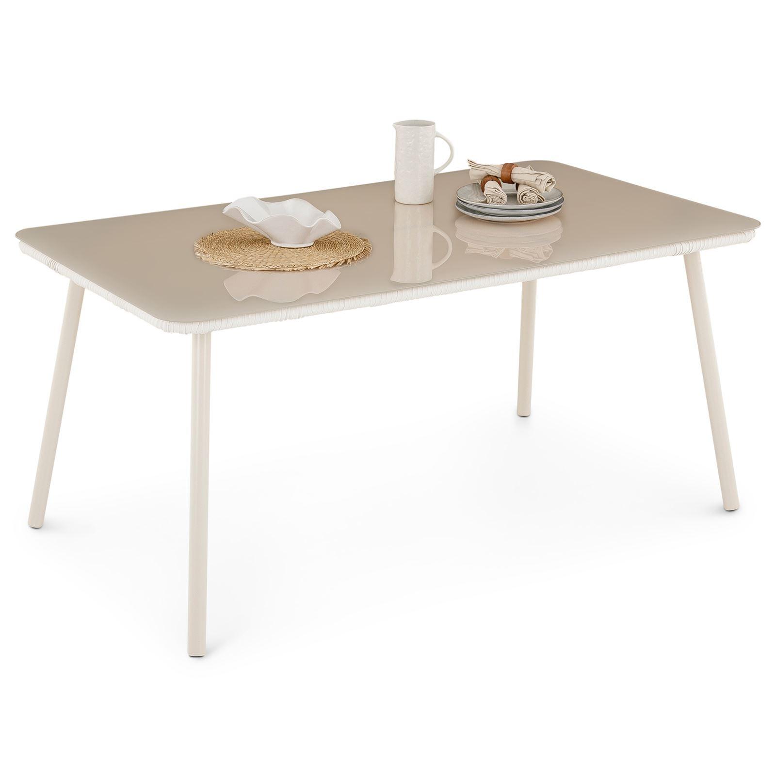 GARTENTISCH VOLONTE beige, cremeweiß - Beige, Glas/Metall (90/160/75cm) - IDIMEX