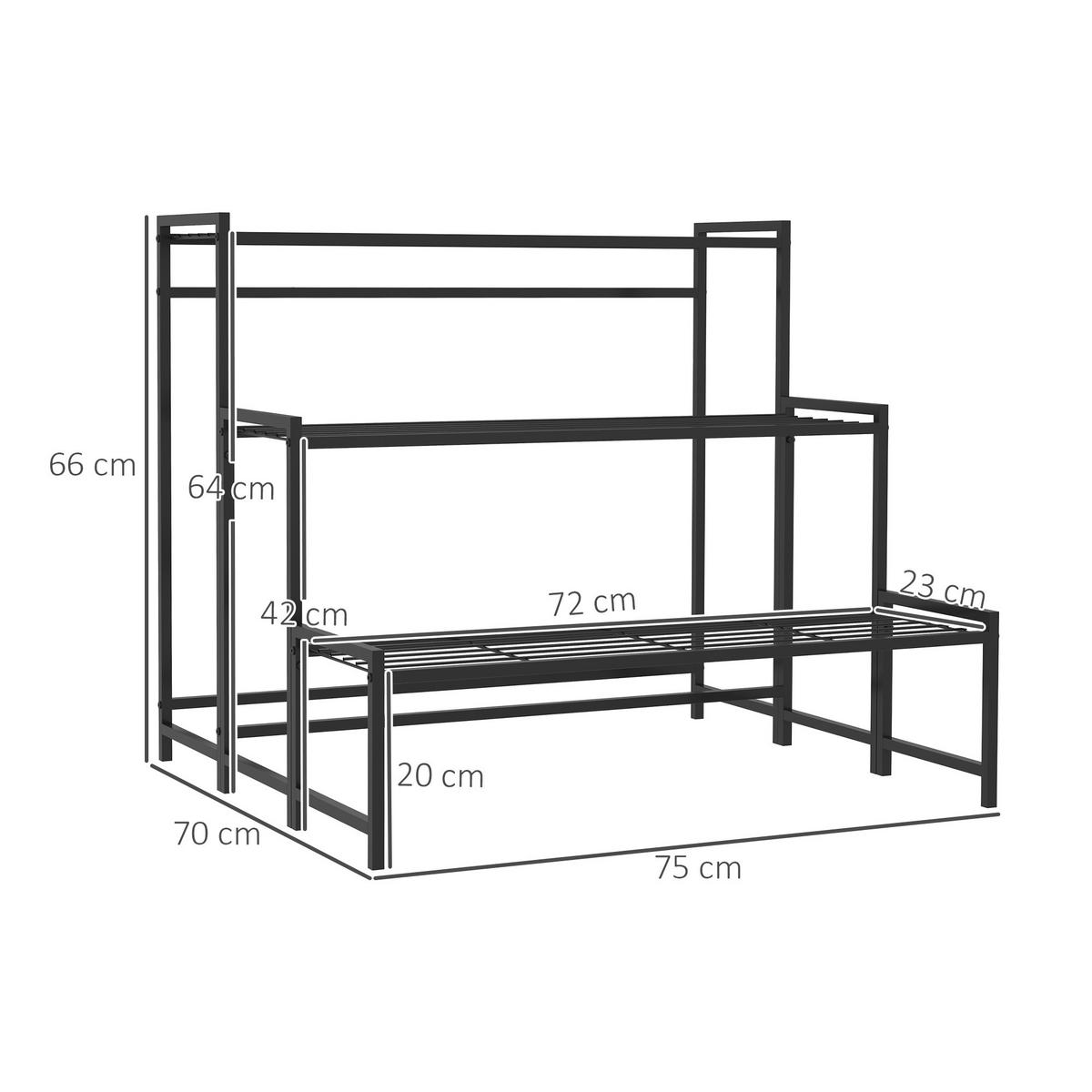 PFLANZENSTÄNDER Metall Schwarz - Schwarz, Metall (70/66/75cm) - Outsunny