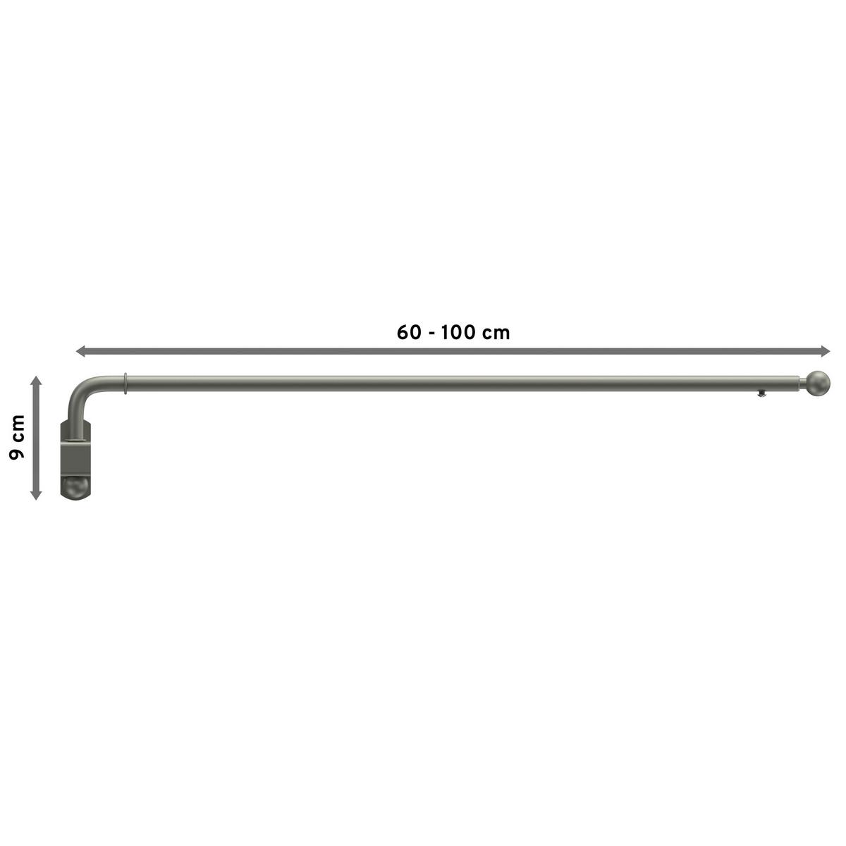 SCHWENKSTANGE / SCHWENKARM-GARDINENSTANGE Cassina 60-100 cm, 13 / 9 mm Ø, Chrom matt - Nickelfarben, Metall (100cm) - INTERDECO