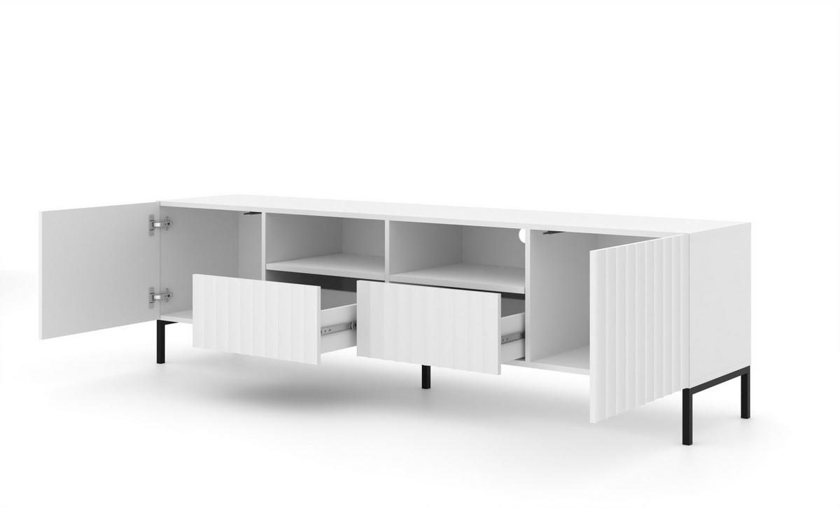 TV LOWBOARD Weiß, Schwarz 200/56/42 - Schwarz/Weiß, Holzwerkstoff (200/56/42cm) - RAUMHIRSCH FURNITURE